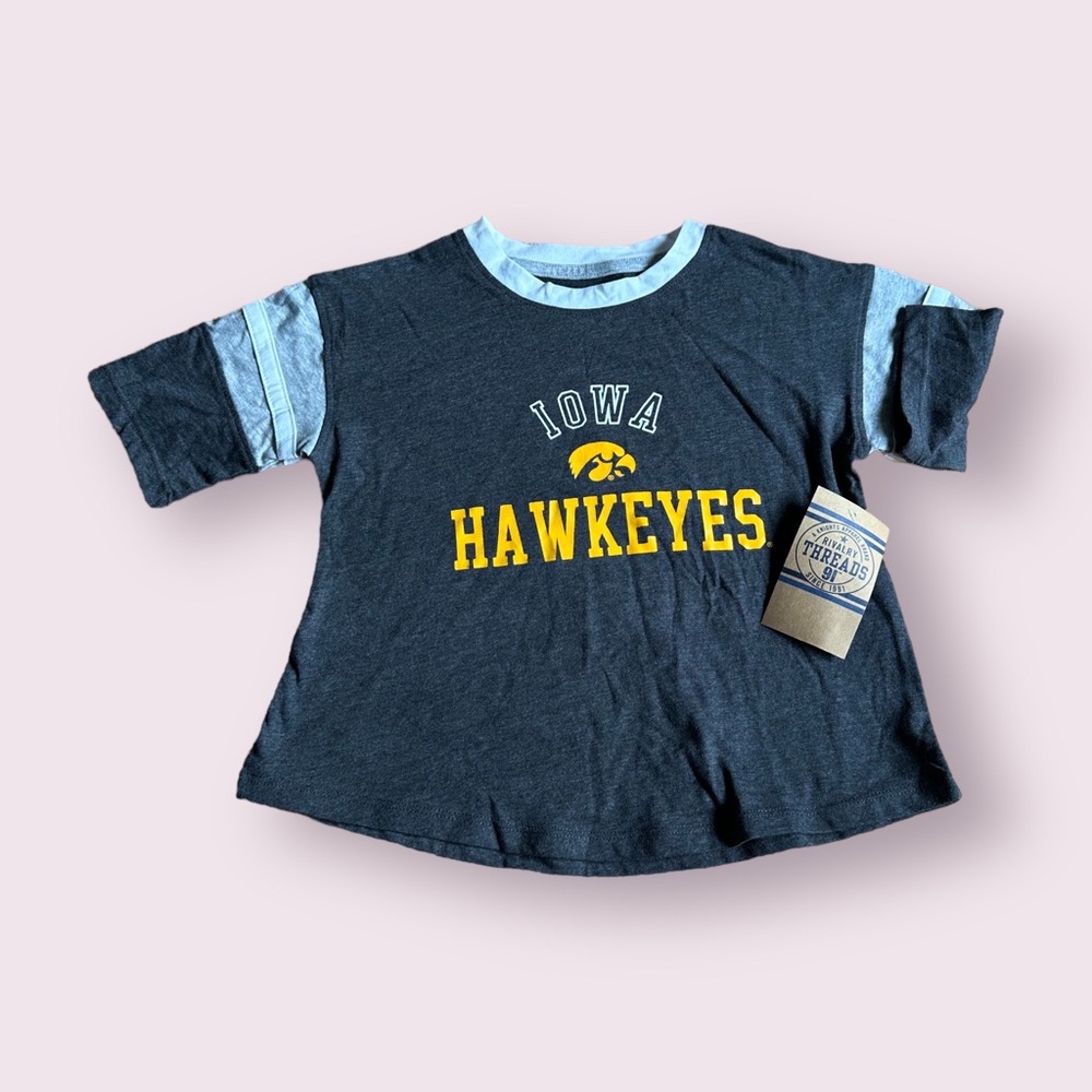 NWT Girls Rivalry Threads Iowa Hawkeyes Gray Short Sleeve Tee Shirt Size 6/6X